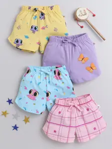 BUMZEE Infants Girls Pack Of 4 Graphic Printed Cotton Shorts