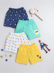 BUMZEE Infants Boys Pack Of 4 Graphic Printed Cotton Shorts