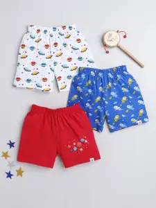 BUMZEE Infants Boys Pack Of 3 Graphic Printed Cotton Shorts