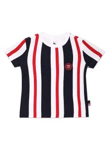U.S. Polo Assn. Kids Boys Striped Round Neck Cotton T-shirt
