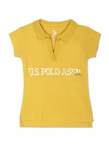 U.S. Polo Assn. Kids Girls Printed Polo Collar Pure Cotton T-shirt