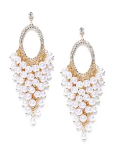 Jewels Galaxy Off-White Gold-Plated Handcrafted Contemporary Drop Earrings