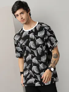 Rodzen Tropical Printed Drop-Shoulder Pure Cotton Loose Fit T-shirt