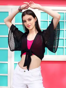 Sera Women Crop Sheer Tie-Up Shrug