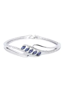 Jewels Galaxy Blue Platinum-Plated Handcrafted Bangle-Style Bracelet