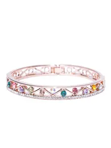 Jewels Galaxy Multicoloured 18K Rose Gold-Plated Handcrafted Bangle-Style Bracelet