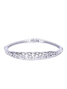 Jewels Galaxy Platinum-Plated Handcrafted Bangle-Style Bracelet