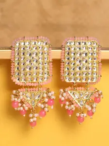 OOMPH Beads & Kundan Jadau Ethnic Large Drop Earrings