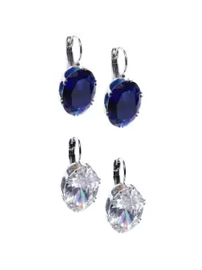 OOMPH Silver-Plated Oval Drop Earrings