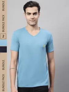 VIMAL JONNEY Pack Of 2  V-Neck Regular Fit Cotton T-shirt