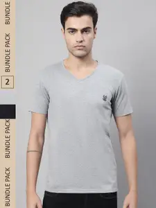 MACK JONNEY Pack Of 2 V-Neck Cotton T-shirt