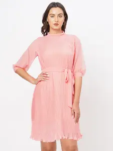 MISH High Neck Puff Sleeves Georgette Dress
