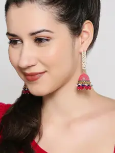 OOMPH Gold-Plated Beaded Meenakari  Jhumkas