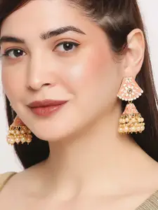 OOMPH Gold-Plated Meenakari Jhumkas Earrings