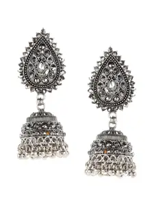 Jazz and Sizzle Silver-Plated Dome Jhumka Earrings