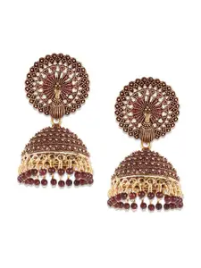 Jazz and Sizzle Gold Plated Peacock Shape Jhumkas Earrings