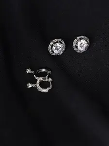 Jazz and Sizzle Pack Of 2 Silver-Plated Circular Studs Earrings
