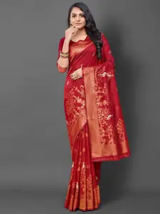 Mitera Ethnic Motifs Woven Design Silk Blend Banarasi Saree