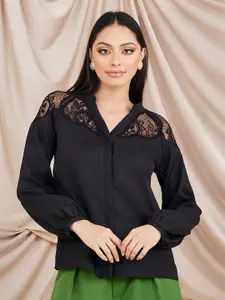 Styli Puff Sleeved Shirt Style Top