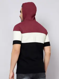 DIAZ Hooded Colourblocked Cotton T-shirt