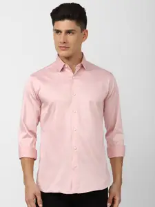 V Dot Slim Fit Spread Collar Opaque Casual Shirt