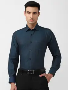 Van Heusen Self Design Spread Collar Pure Cotton Formal Shirt