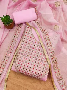 KALINI Embroidered Art Silk Unstitched Dress Material