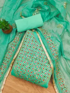 KALINI Embroidered Sequinned Art Silk Unstitched Dress Material