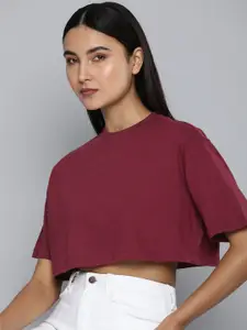 ether Drop-Shoulder Sleeves Boxy Crop T-shirt