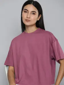 ether Solid Drop-Shoulder Sleeves Boxy T-shirt