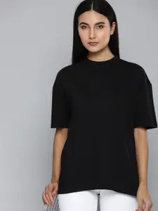 ether Solid Drop-Shoulder Sleeves Boxy T-shirt