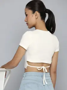 ether Cotton Styled Back Crop Top With Tie-Ups