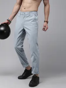 The Roadster Life Co. Men Solid Mid-Rise Tapered Fit Smart Casual Chinos Trousers