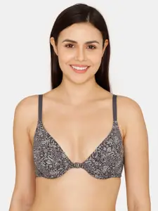 Zivame Floral Underwired Lightly Padded All Day Comfort Seamless T-shirt Bra