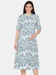 Coucou by Zivame Abstract Printed Maternity Midi Nightdress
