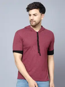 DIAZ Short Sleeve Hooded Cotton T-shirt