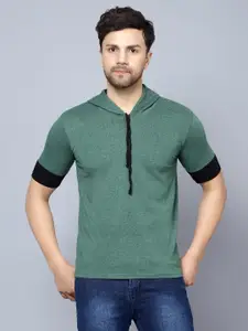 DIAZ Short Sleeve Hooded Cotton T-shirt
