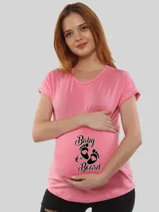 SillyBoom Typography Printed Dolman sleeves Cotton Maternity T-Shirt