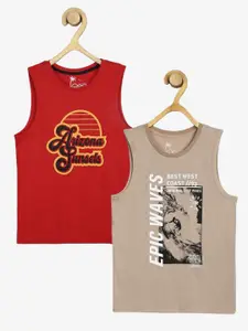 Alan Jones Boys Pack Of 2 Sleeveless Graphic Printed T-shirt