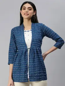 MALHAAR Printed Tie-Up Detail Top With Attached Jacket