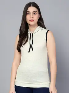 DIAZ  Sleeveless Hooded Regular Fit Cotton T-shirt