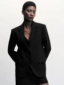 MANGO Notched Lapel Single Breasted Regular Fit Blazer