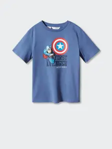 Mango Kids Boys Pure Cotton Captain America Printed T-shirt