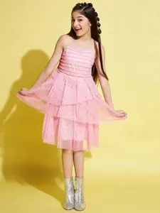 Stylo Bug Girls Self Design Fit & Flare Dress