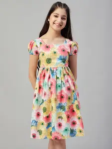 Stylo Bug Girls Floral Printed Fit & Flare Dress
