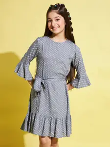 Stylo Bug Girls Floral Printed Pure Cotton Fit & Flare Dress