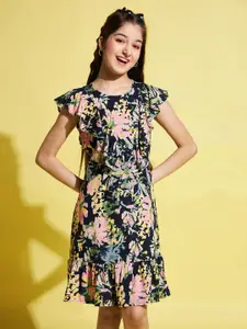 Stylo Bug Girls Floral Printed Fit & Flare Dress
