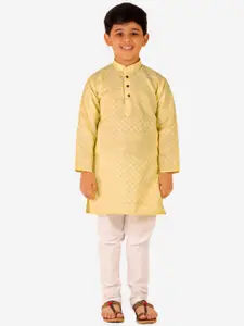 Pro-Ethic STYLE DEVELOPER Boys Geometric Woven Design  Pure Cotton Kurta With Pyjamas