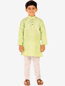 Pro-Ethic STYLE DEVELOPER Boys Geometric Woven Design  Pure Cotton Kurta With Pyjamas