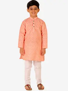 Pro-Ethic STYLE DEVELOPER Boys Geometric Woven Design Pure Cotton Kurta With Pyjamas